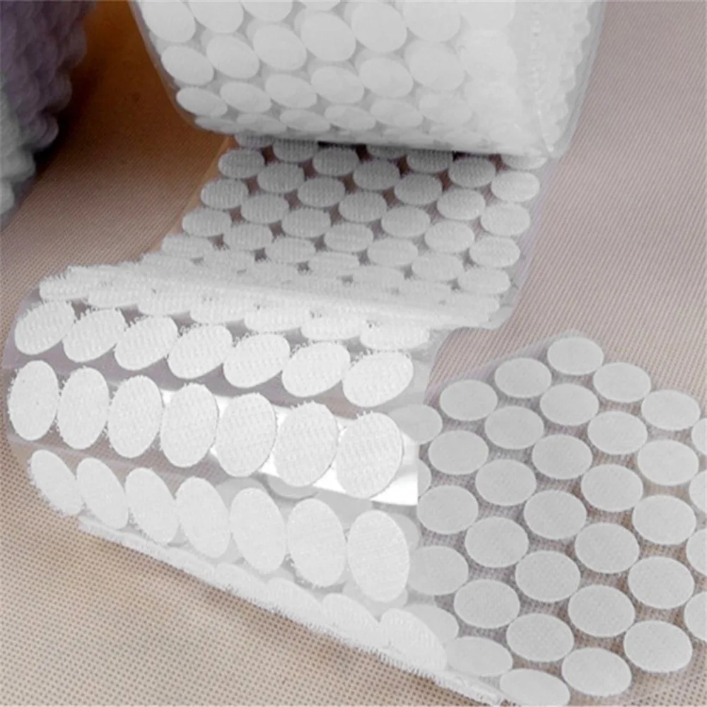 

350 PCS Magic Nylon Coin Sticker Double Sided Adhesive Hooks Loops Disks White Round Pads Dot Fastener Tape Sewing