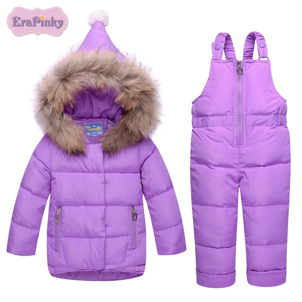 

Erapinky Candy Color Thick Warm Down Jacket Coat+Jumpsuits 2 Pcs Winter Clothes Sets Toddler Baby Outfits Clothing Sets 2018