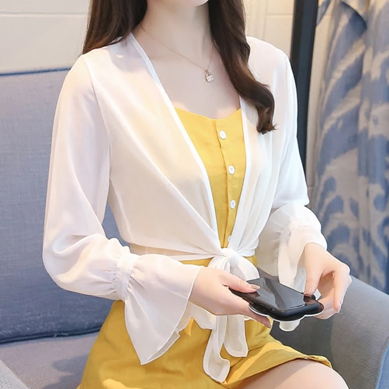 

MLXSLKY 2019 summer new small shawl female versatile sunscreen clothing womens thin coat short cardigan