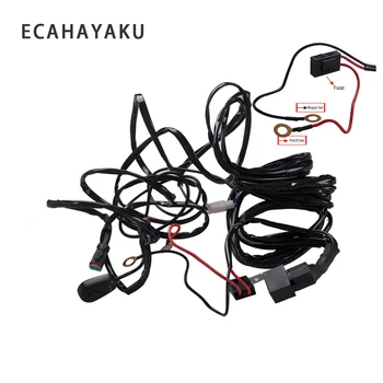 

ECAHAYAKU 2x Car Wiring Harness Kit Loom 12v 40A Relay on/off Switch 3 Meter Led Work Light Bar 1 wire connect 1 Light 2 Lights