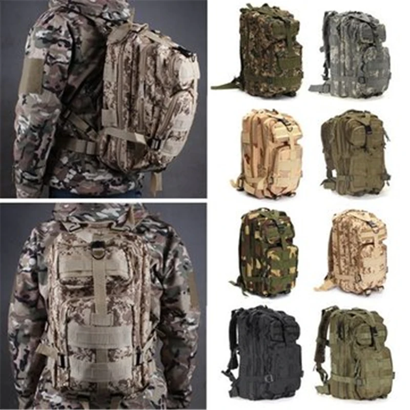 

2016 30L Outdoor Waterproof Nylon Attract Military Tactical Camo 3P Backpack Rucksack Camping Hiking Trekking Shoulder Bag Pack