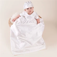 High Quality Baby Boys Christening Gowns White Color Birthday Baby 100 Silk Dupioni in White Dress