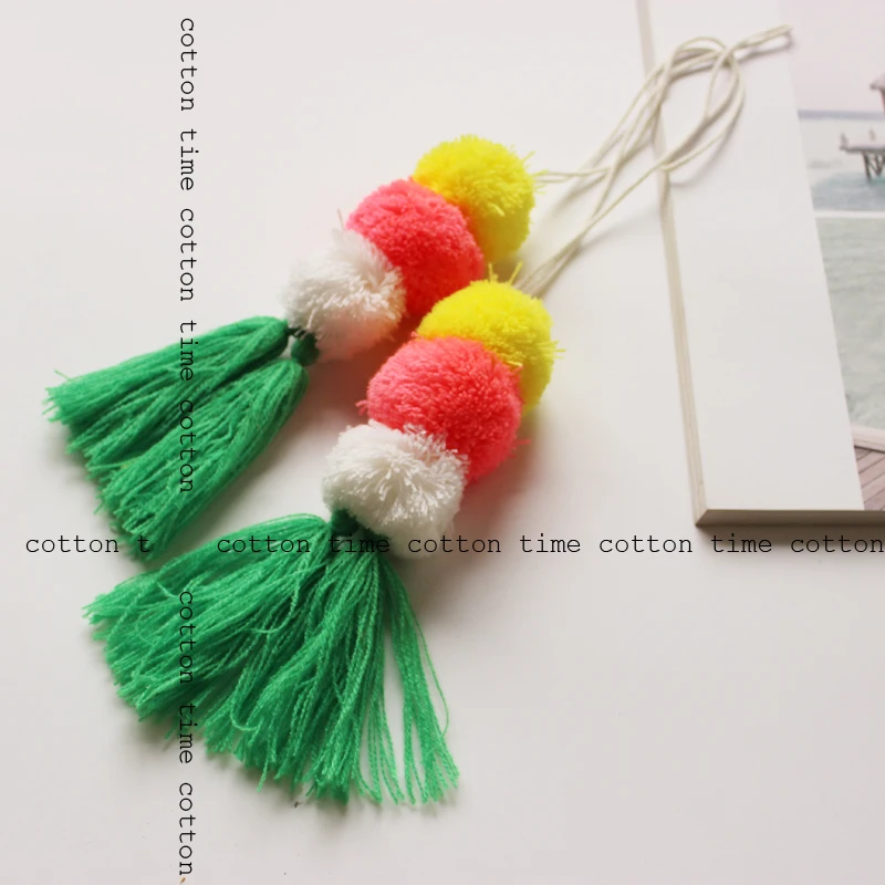 

2pcs handmade Bag Accessory Tassel with pompom decorative tassel40cm length tassel for bag accessory free shipping