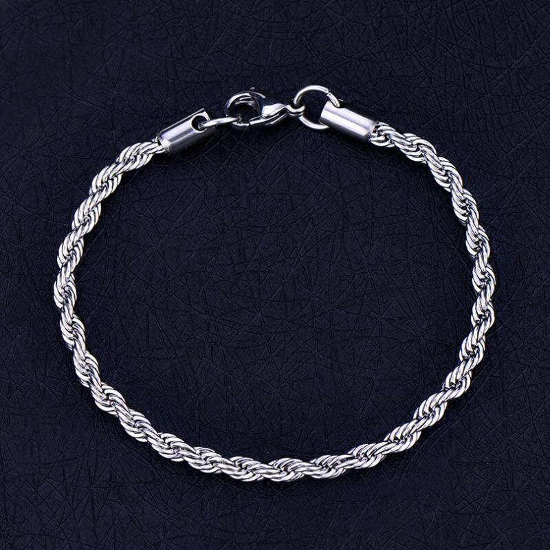 New Fashion Stainless Steel Twist Chain Bracelet 20cm Silver 4.0 Twist