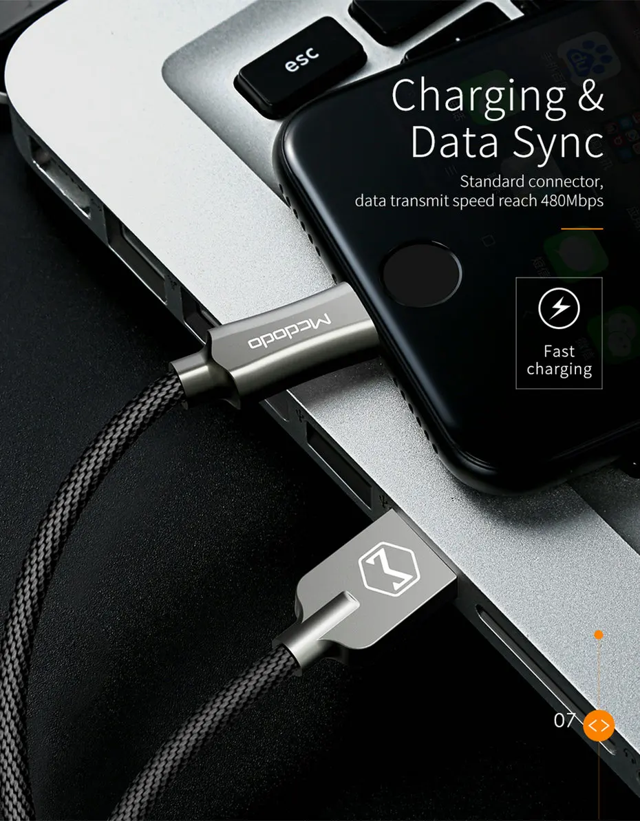 Кабель Mcdodo для iPhone IOS 11 10, быстрое зарядное устройство, Lightning-USB кабели, 1,2 м, 1,8 м, а, для iPhone 8, 7, 6, 5 X Plus, кабель для передачи данных