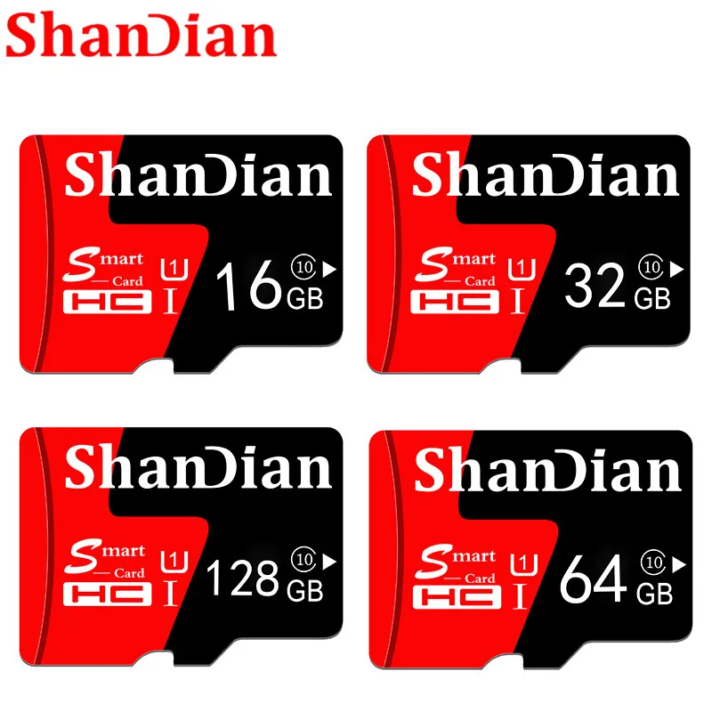 SHANDIAN, новая карта Micro sd, 4 ГБ, 8 ГБ, 16 ГБ, 32 ГБ, 64 ГБ, 128 ГБ, карта памяти, TF карта с бесплатным адаптером для смартфонов/планшетов