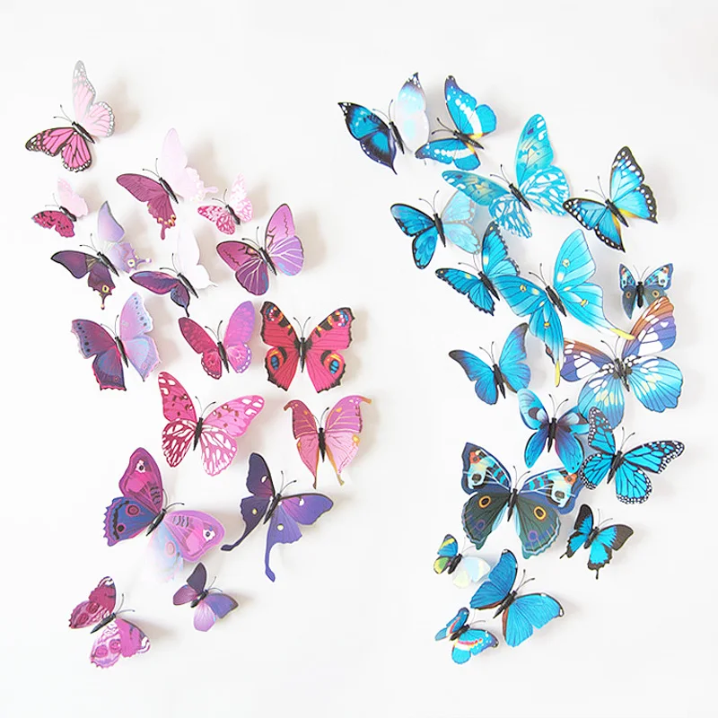 

12pcs/set 3D Magnetic Butterflies Fridge Stickers Multicolor Wall Stickers with Magnet Kids room Bedroom Wedding Party Decor DIY