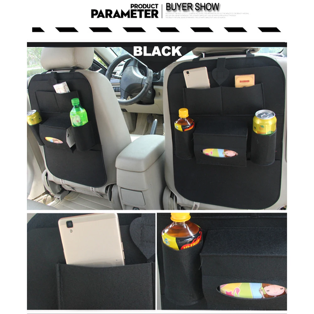 Автомобильная сумка для хранения, универсальный органайзер на заднее сиденье, коробка из фетра, чехлы на заднее сиденье, держатель, мульти-контейнер с карманами, укладка, Стайлинг