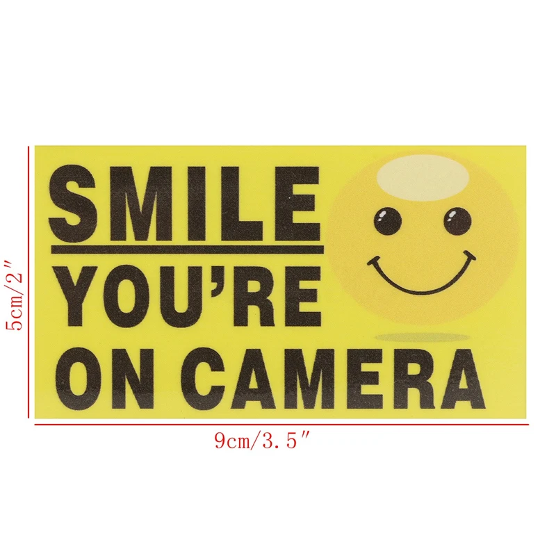 5Pcs/lots 9x5cm Vinyl Smile You're On Camera Video Alarm Safety Stickers Signs Decal