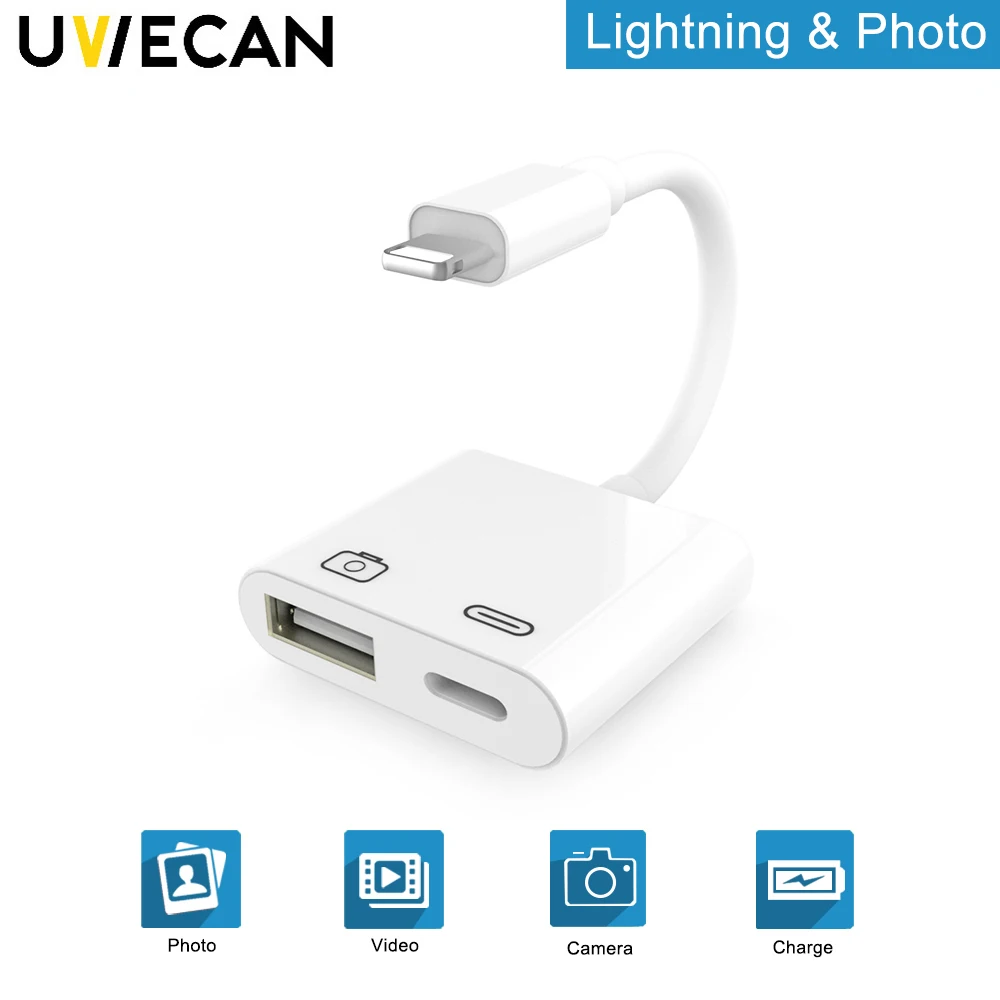 

5 Pcs For Lighting to USB 3 Female Camera Reader Adapter With USB Power Interface Data Sync Charge Cable For iPhone X/XR/8/iPad