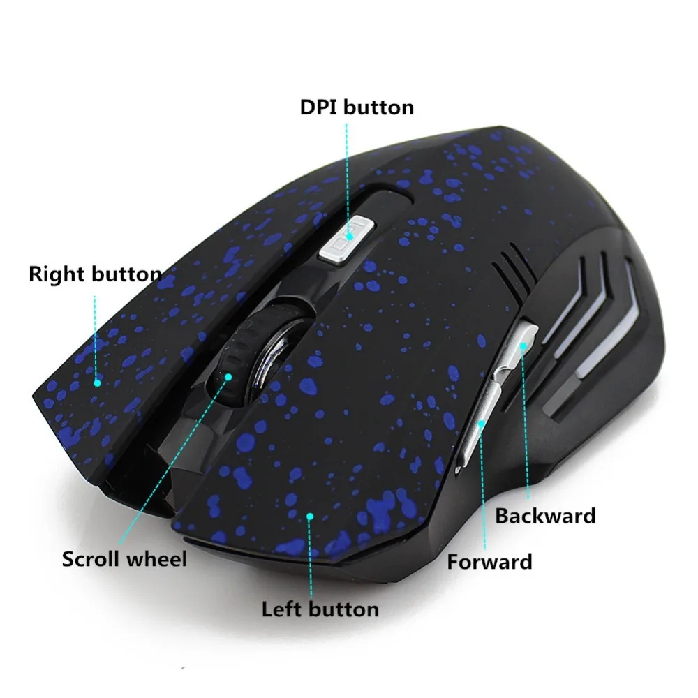 2.4GHz Wireless Mouse Computer Gaming Optical Mice Gypsophila Pattern 6D 1600DPI Game Mause With Mouse Pad For PC Laptop Gamer