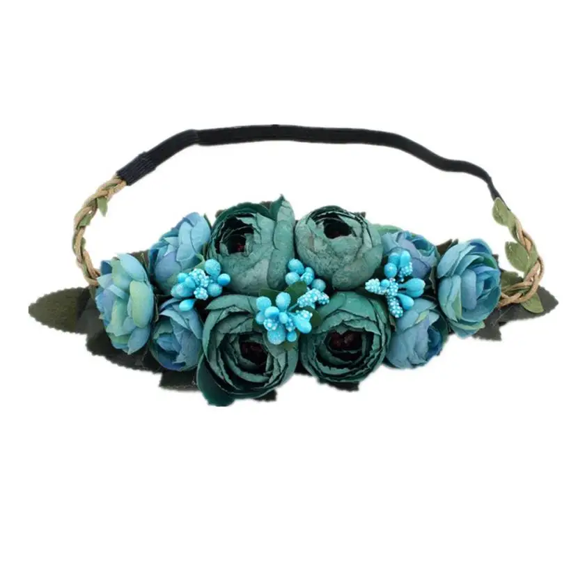 

Bling-world Flowers Hair Band Bride Wreath Floral Summer Flower Crown Tiara Crown m19