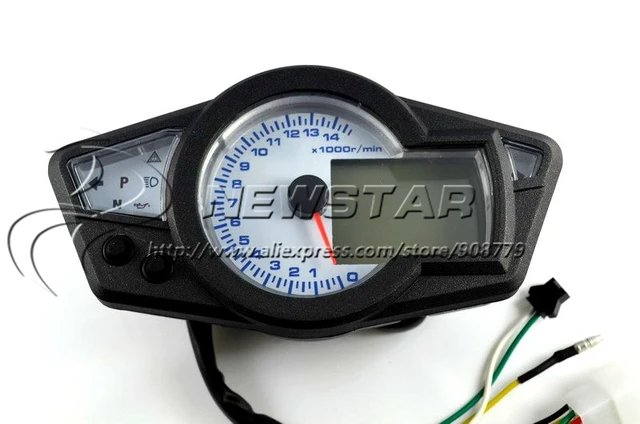 14000rpm Mph Kmh Lcd Digital Speedometer Tachometer