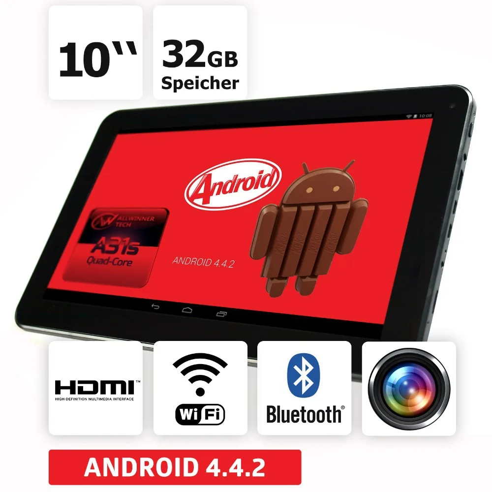 Андроид mid 10,1 дюймов цолль Планшеты ПК Android 4.4.2-32 GB 4 ядра Bluetooth-2 xMicro USB клавиатура Обложка и Мышь набор