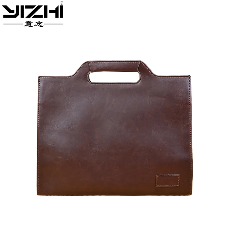 YIZHI 2018 Business Men's Briefcase Computer Bag High-quality PU Leather Handbag Holds 12\
