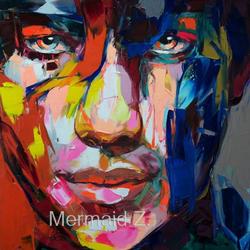 

Free shipping Multicolor Francoise Nielly Portraits Handmade Abstract Oil Painting on Canvas For living room Decoration
