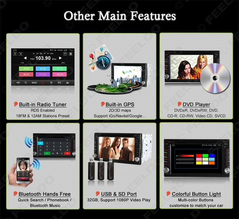 Cheap FEELDO 6.2" Universal Android 6.0 (64bit) Quad Core 2G/16G/4G Car Media Player With GPS Navi Radio For Nissan/Hyundai 2DIN ISO 10 Cheap FEELDO 6.2" Universal Android 6.0 (64bit) Quad Core 2G/16G/4G Car Media Player With GPS Navi Radio For Nissan/Hyundai 2DIN ISO 10