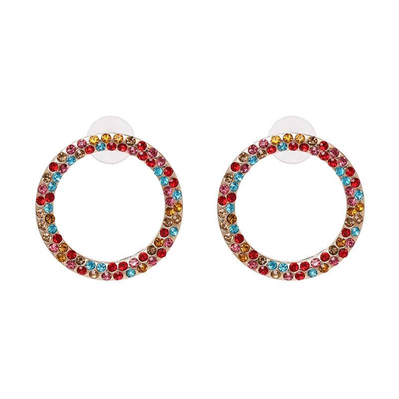 

JURAN 2019 Trendy simple round crystal statement stud earrings for women bohemia wedding party jewelry vintage earrings