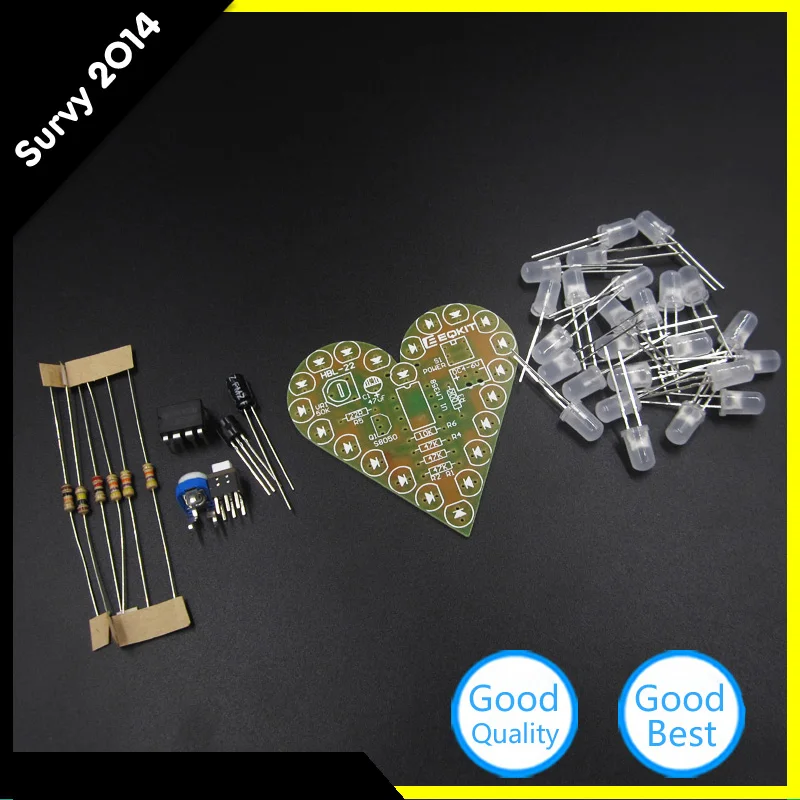 

DIY Kit Heart Shape Breathing Lamp Electronic Kit DC4V-6V student Decor Learning Electronics For Diy