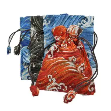 High End Drawstring Large Handmade Fabric Bag Jewelry Gift Packaging Bags Linen Cloth Prayer beads Bracelet Storage Pouch