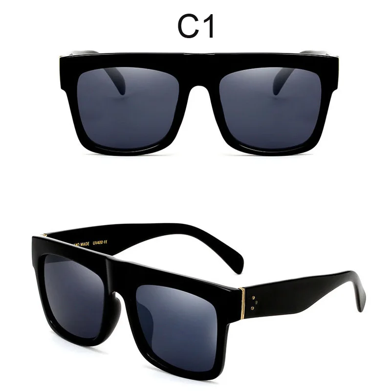 Солнцезащитные очки с плоским верхом, мужские, фирменный дизайн,, крутые, черные, квадратные, солнцезащитные очки для мужчин, модные, большая оправа, очки для мужчин, Oculos UV 400 - Цвет линз: 1