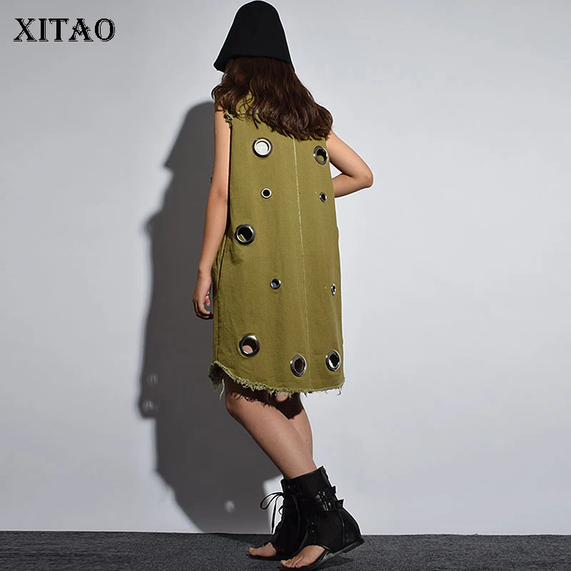 [XITAO] Single Breasted Women 2018 Autumn Korea Fashion New Turn-down Collar Sleeveless Solid Color Casual Long Vest LJT4081