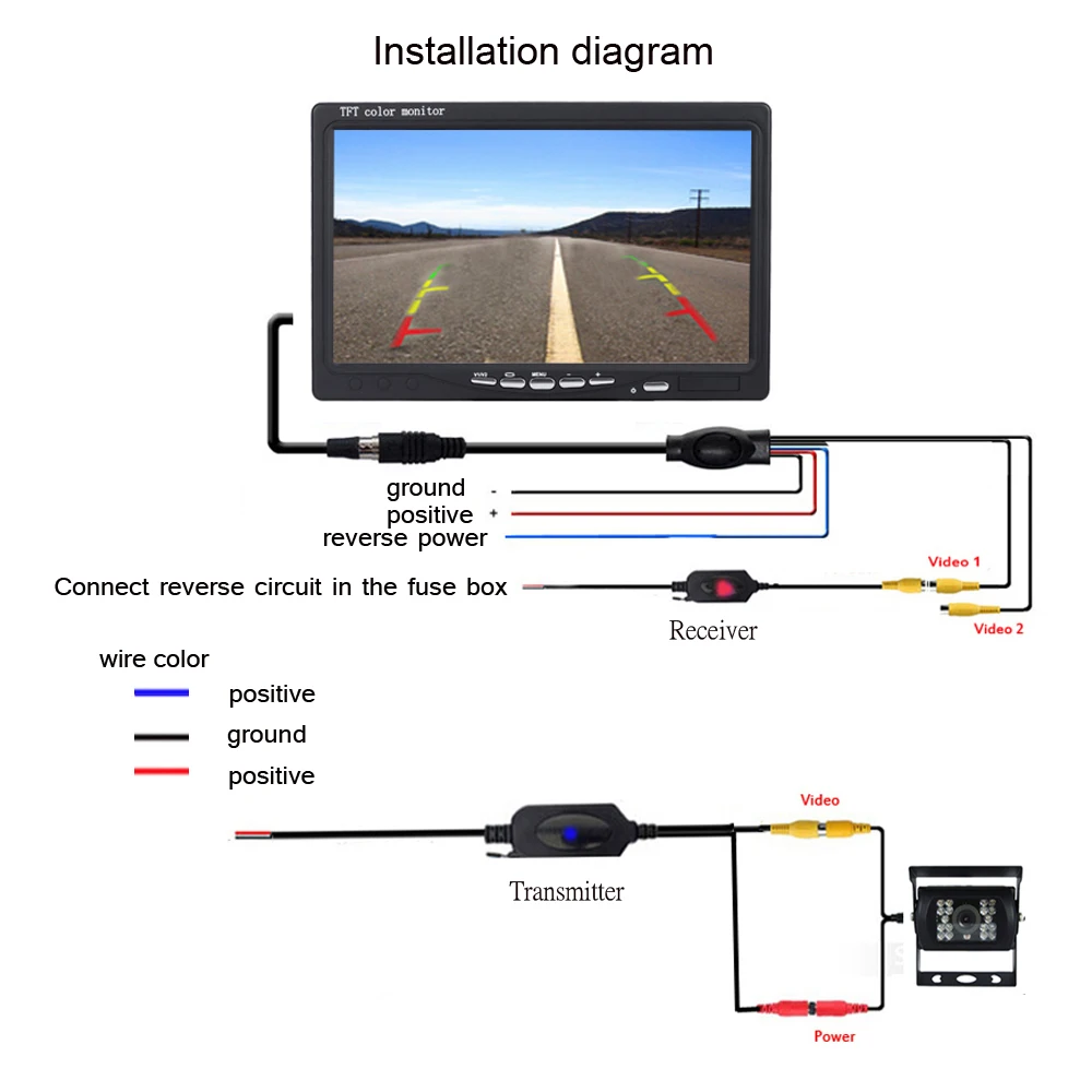 Подключение беспроводной камеры. Монитор TFT Color Monitor схема подключения. TFT Color Monitor схема подключения.