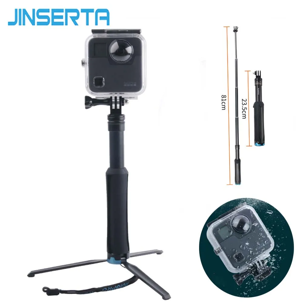 

JINSERTA 45M Underwater Waterproof Case for GoPro Fusion Camera Selfie Stick Tripod Diving Housing Mount for GoPro Fusion