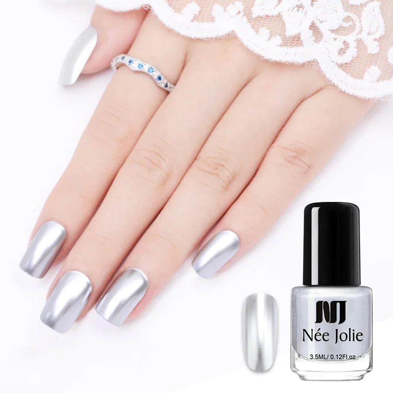 Nee Jolie 1 Bottle Nail Polish Mirror Effect Metallic Varnish Silver