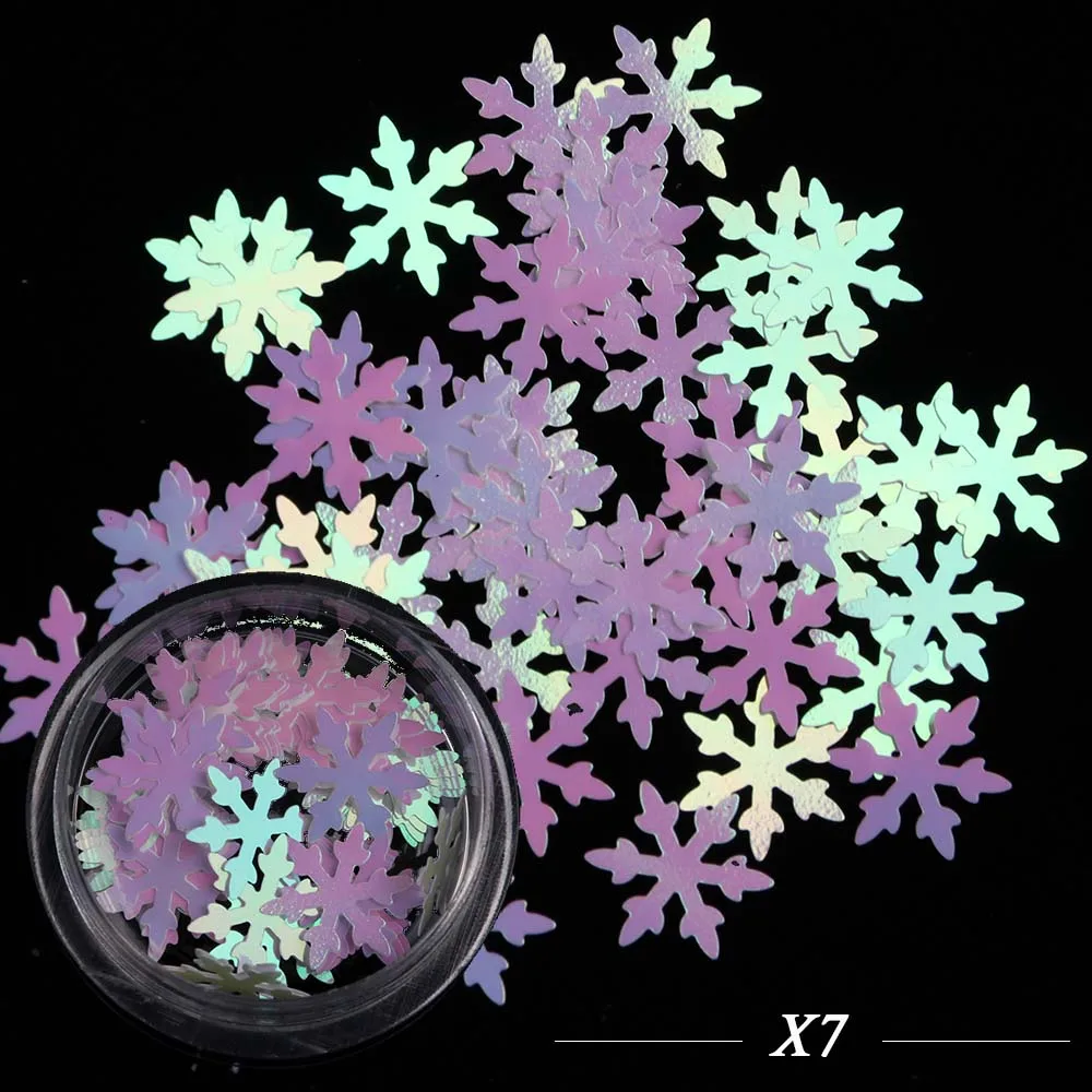 1 шт. снежинки с пайетками, хлопья для ногтей, коробка голографическая белая звезда, блеск для ногтей, Рождественский Маникюрный Инструмент, CHX1-30