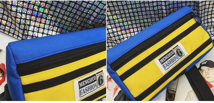 Menghuo Unisex Fanny Pack Belt Bag Panelled Waist Bag Purse Chest Fanny Pack Travel Cashier Belt Hip-hop Rock Boys Girl Bag 2018_37
