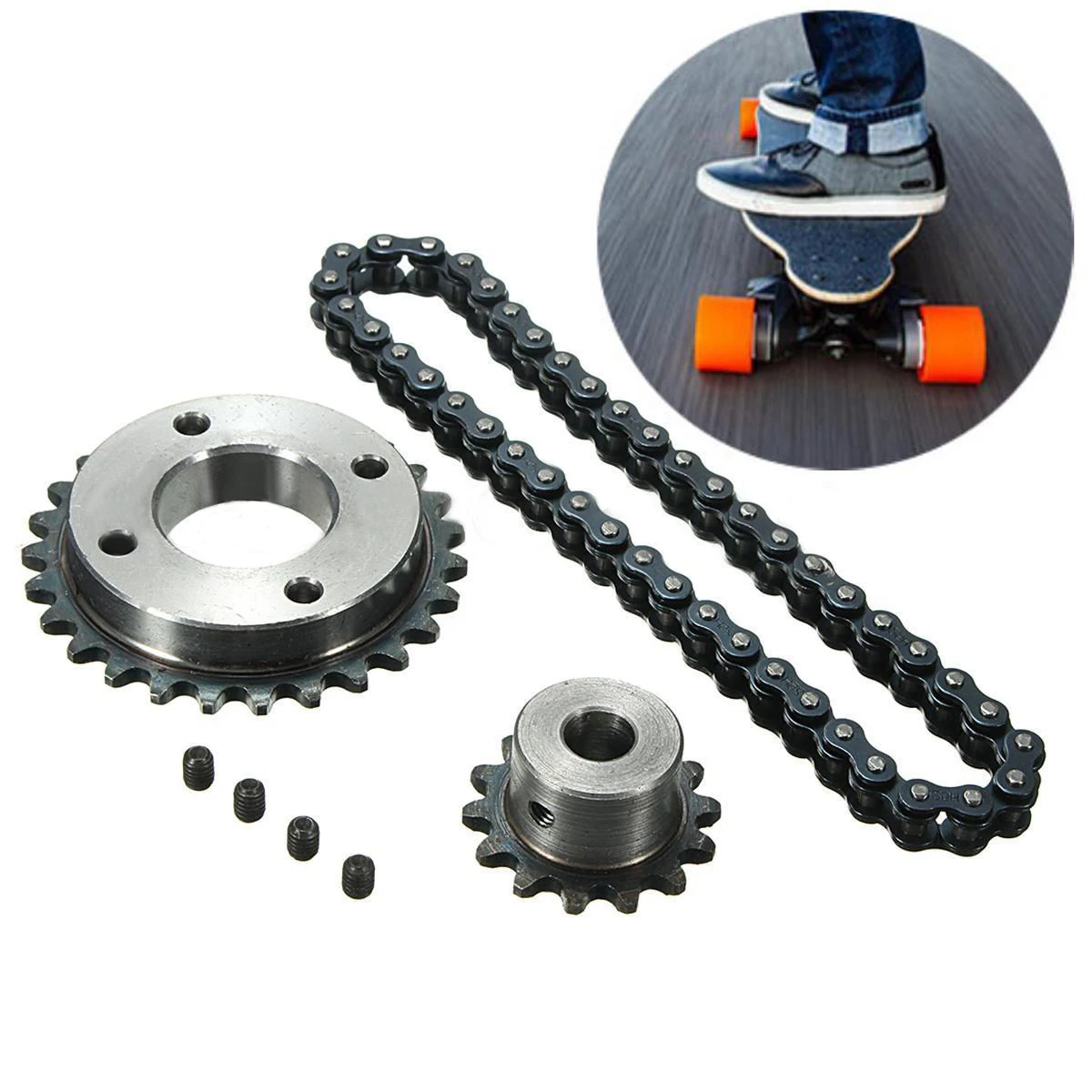 New Electric Skateboard Replace Part Sprocket Chain Wheel DIY Set Motor