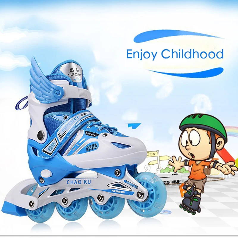 قابل للتعديل مضمنة للأطفال الأطفال الأسطوانة التزلج أحذية التزلج 8 قطع اللمعان المضاء عجلات الشحن Patines خوذة حماية