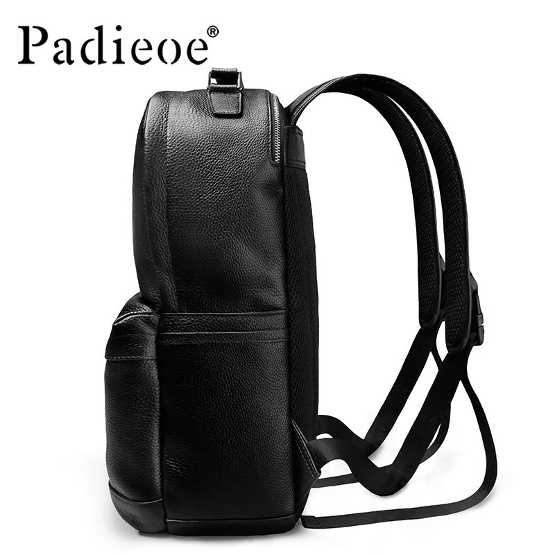 Padieoe, дизайн, корейский стиль, мужской рюкзак, роскошный бренд, черный, натуральная кожа, рюкзак, модный, однотонный, мужской, на каждый день, рюкзаки
