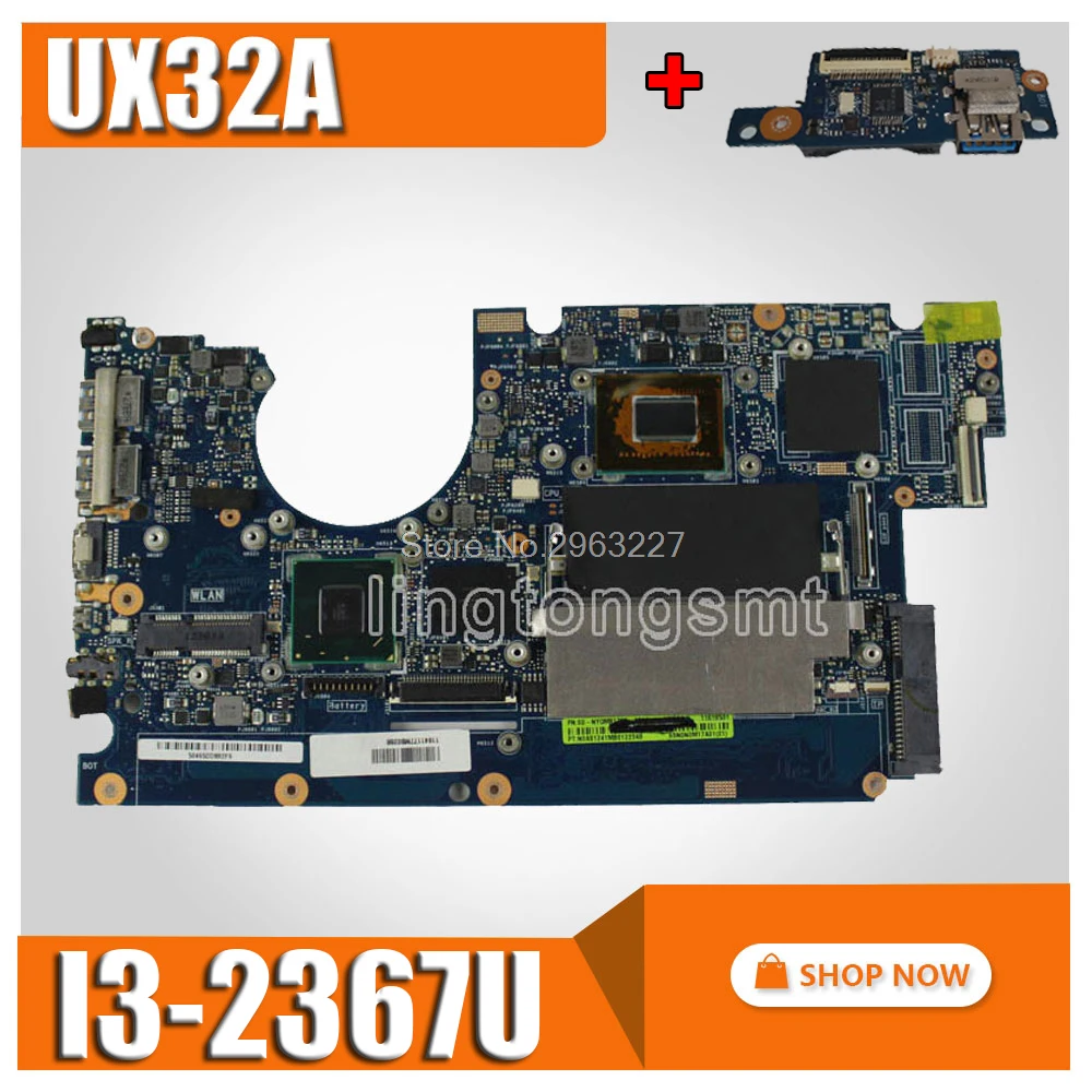  send board+UX32A Laptop Motherboard for ASUS UX32VD rev2.4 2.2 Main board i3-2367u integarted HD Gr