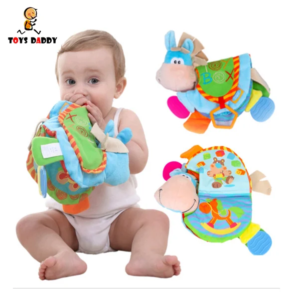 

hot sale Baby Rattles Teether Toys Lovely doll Donkey Animal Cloth Book bed hanging Learning early Education Toys Birthday Gift