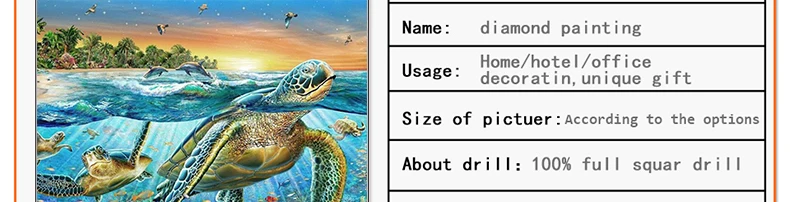 hobby crystals textile knitting cross stitch ocean turtle family full 5d diamond painting Children's room decoration painting3333_02