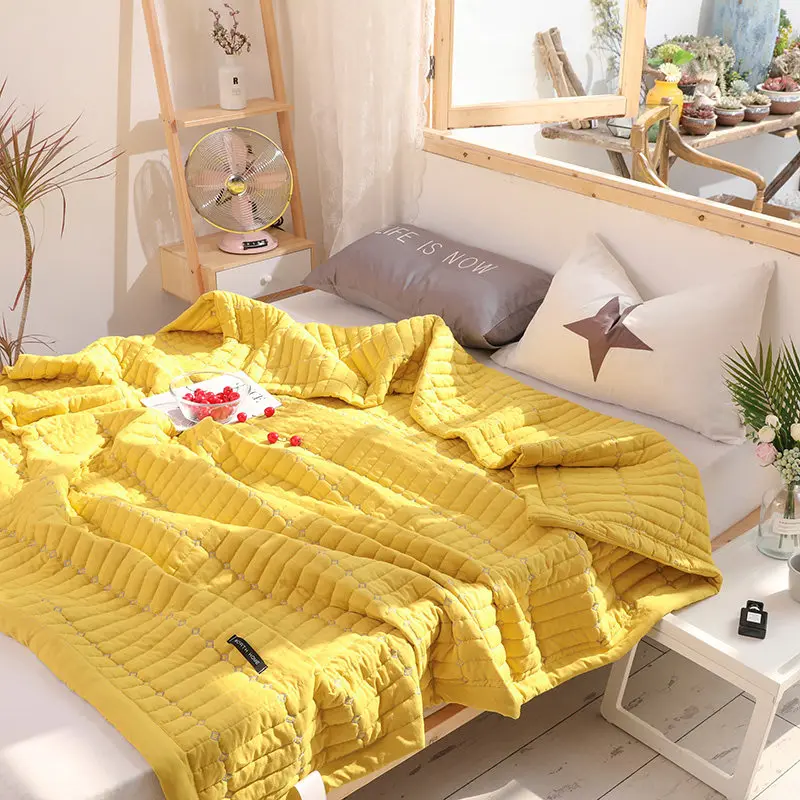 Однотонное теплое покрывало Macaron, мягкое удобное одеяло s, Стёганое одеяло, моющееся Стёганое одеяло, постельные принадлежности для взрослых, летнее одеяло - Цвет: No.01