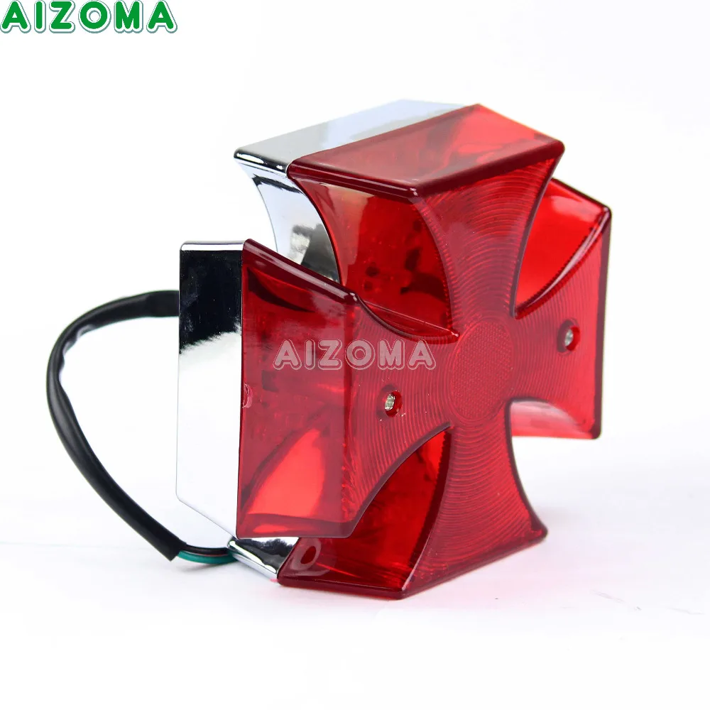 Universal Maltese Iron Cross LED Tail Light REAR BRAKE TAIL LIGHT Rear