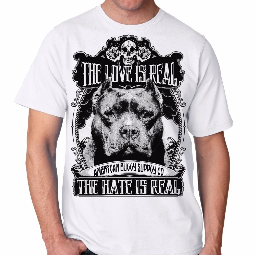 Men's Fashion T Shirt Top Homme The Love is Real Pit Bull