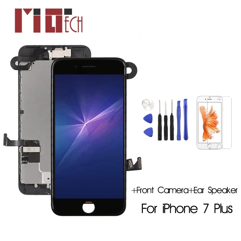 

For iPhone 7 Plus LCD Display Touch Screen +Front Camera+Ear Speaker No Home Button Full Assembly For iPhone 6 6s 7 8 Plus