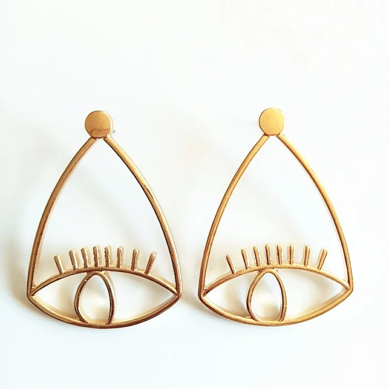 

WEISHUOLI New Eye Stud Earrings Accessories For Women Exaggeration Metal Geometry Earring Fashion Jewelry Wholesale