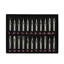 22 шт. колпачки для татуажа из нержавеющей стали наконечники для пулемета колба для игл комплект коробка 3JY7