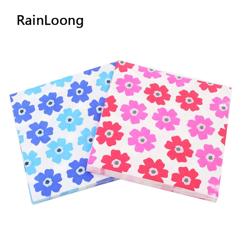 

[RainLoong] Pink Flower Paper Napkin Para Festas & Party Supply Decoration Tissue Guardanapo Servilleta 33*33cm 20pcs/pack/lot