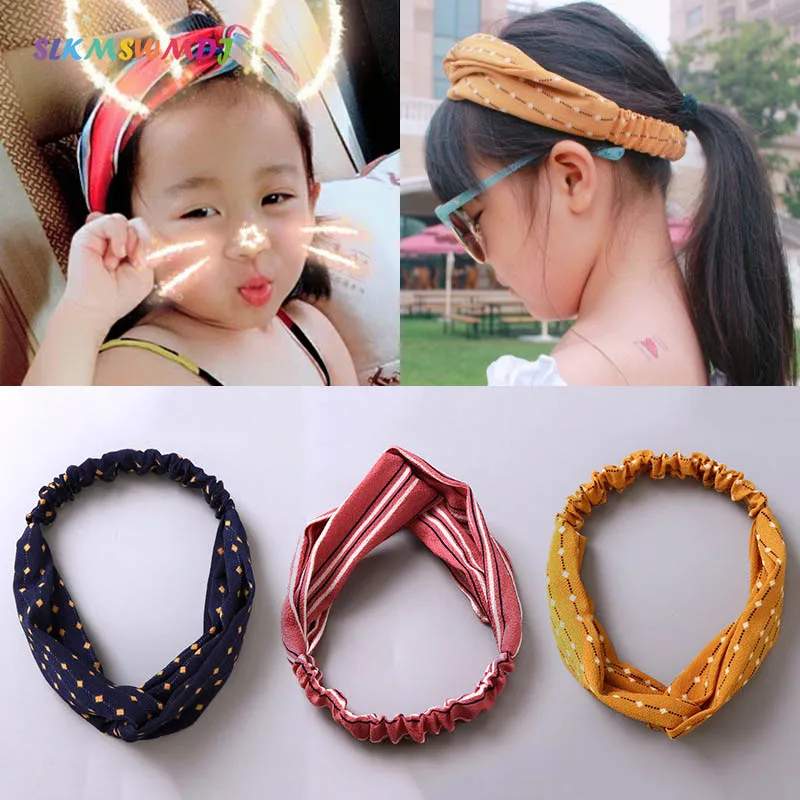 

SLKMSWMDJ fashion girl princess baby cotton elastic hair band hairpin hair accessories solid lattice baby hair hoop 24 colors