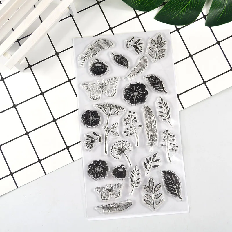 

Flowers Transparent Clear Stamp for Scrapbooking Transparent Silicone Rubber DIY Photo Album Decor