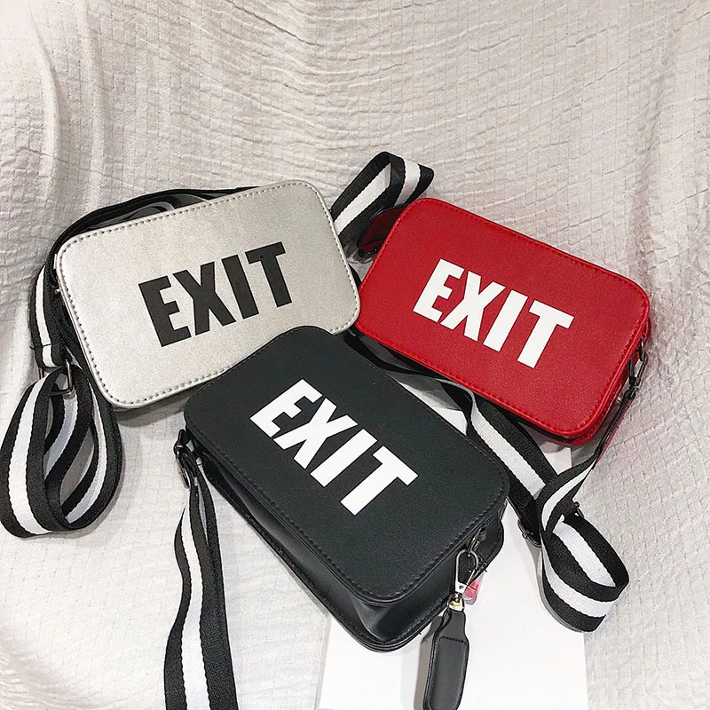 

102518 new hot lady small square bag female fashion EXIT print single shoulder bag