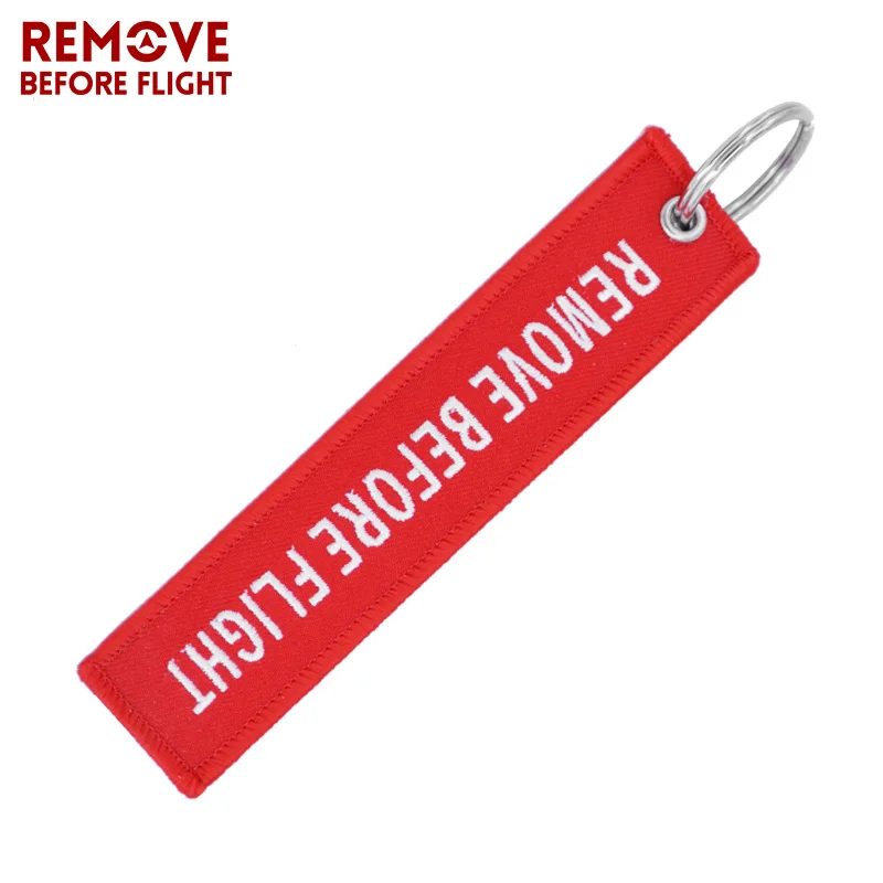 Remove Before Flight Key Chain Chaveiro Red Embroidery Keychain Ring for Aviation Gifts OEM Key Ring Jewelry Luggage Tag Key Fob7