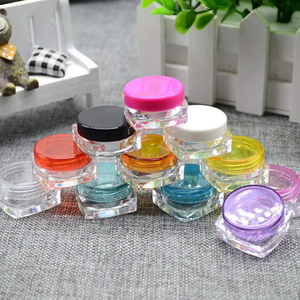 100 x 3g 5g Clear Square Containers Small Sample Jars Pots Bottle w Lids for Cream Lotion Cosmetic Makeup Oils Lip Balms Pigment