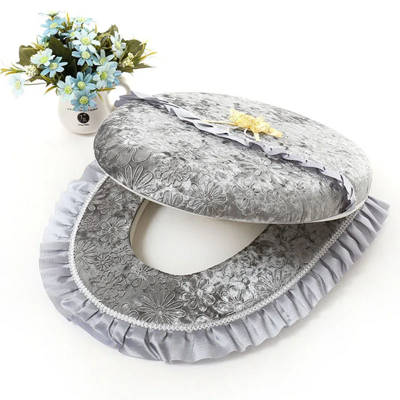 Набор подушек для унитаза, 2 шт., моющиеся, мягкие, теплые, HG99 - Цвет: Gray